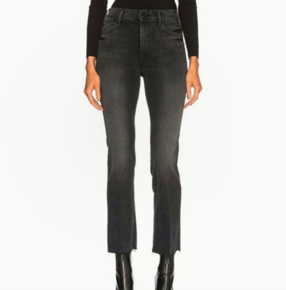 MOTHER The Hustler Ankle Fray In Cat Got Your Tongue Black Jeans, Size 26 - Picture 4 of 16